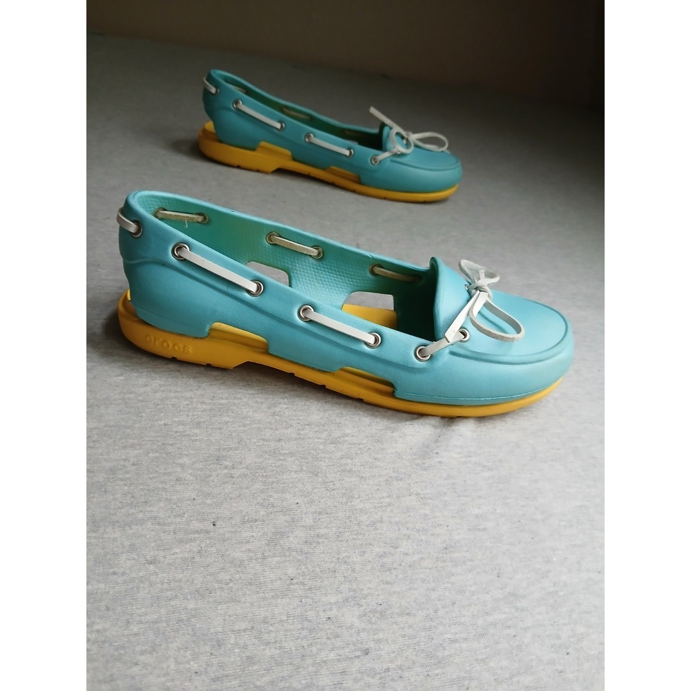 Crocs Shoes Womens 9 Beach Line Hybrid Boat Slip On Comfort Preppy Aqua